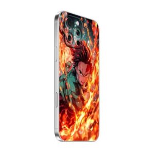 Alternative view of Tanjiro’s Fiery Mobile Skin for Apple Iphone 16 Pro Max
